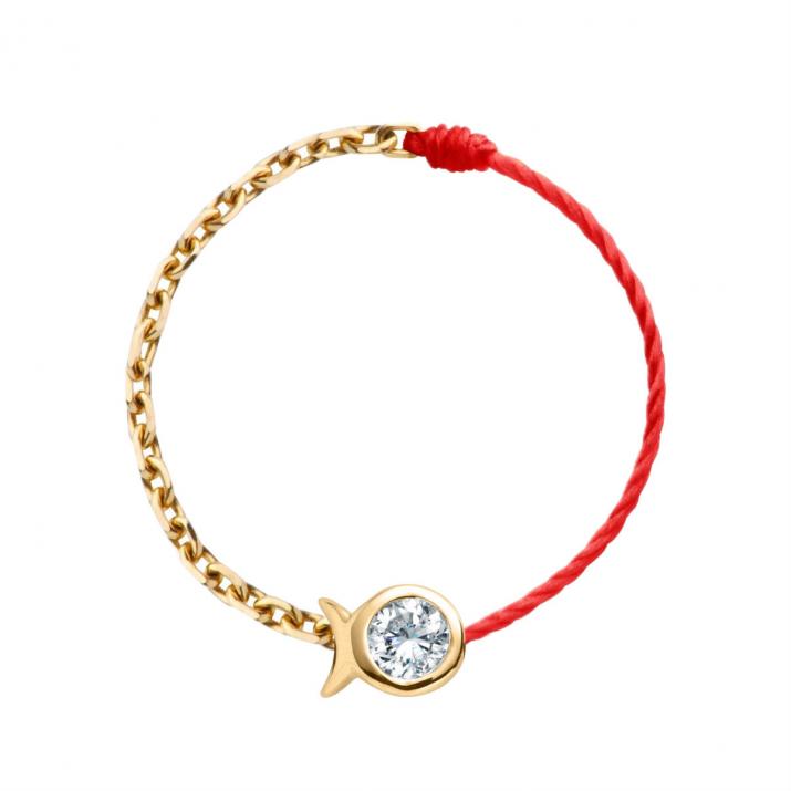 Mini Pure Fish Wire and Chain Ring Yellow Gold - Redline