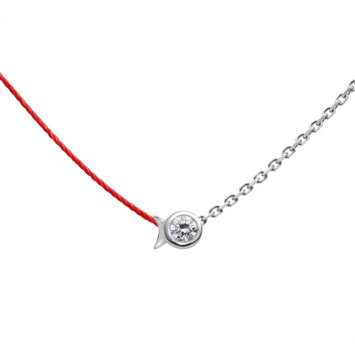 Mini Pure Fish Half thread half chain necklace in white gold - Redline