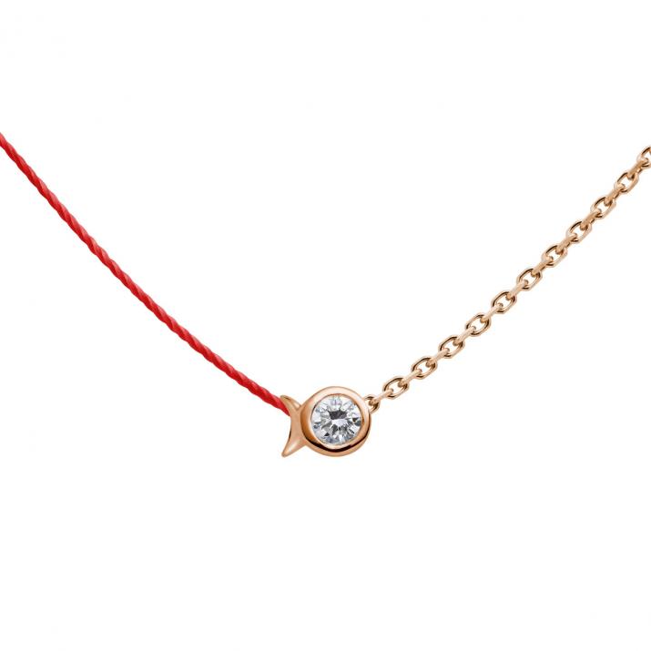 Mini Pure Fish Half thread half chain necklace in rose gold - Redline