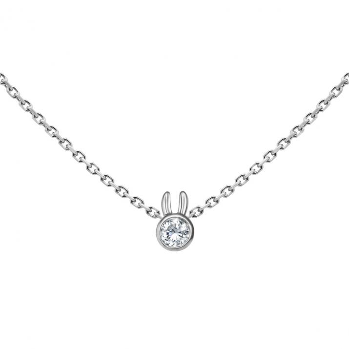 Mini Pure Rabbit chain necklace in white gold - Redline - 0++