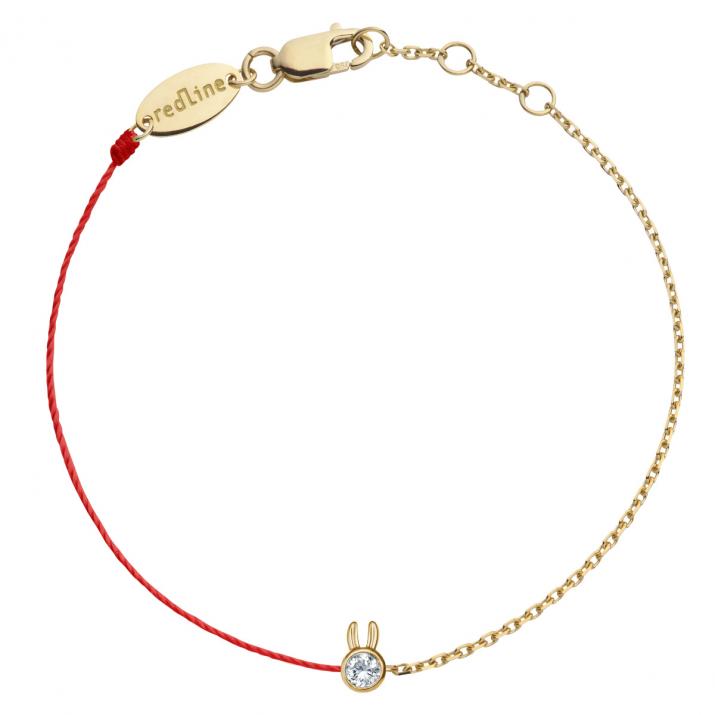half-thread half-chain mini pure rabbit yellow gold bracelet - Redline - 0++