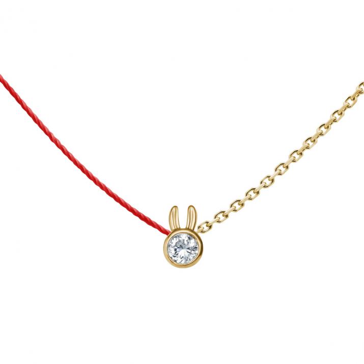 Redline Paris – Half-thread half-chain necklace with yellow gold rabbit diamond - Redline