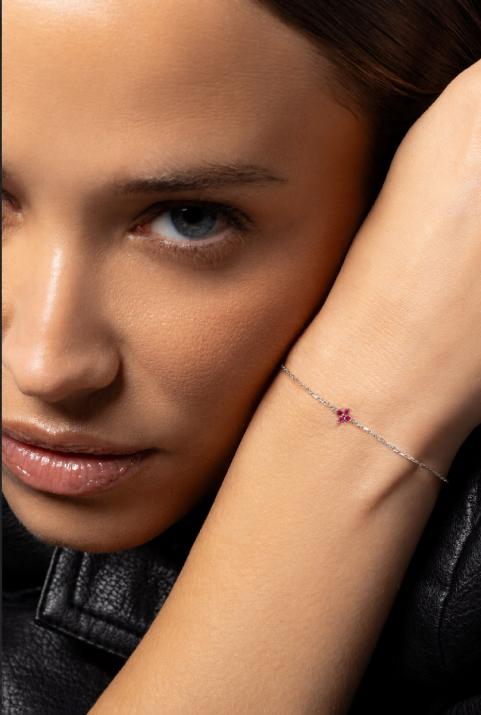 Bracelet Shiny Ruby Chain White gold - Redline - 0++