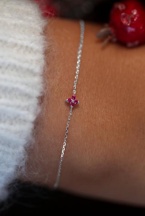 Bracelet Shiny Ruby Chain White gold - Redline - 0++