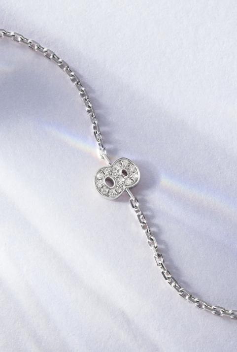 My Number pavé diamonds Chain Bracelet White Gold - Redline - 0++