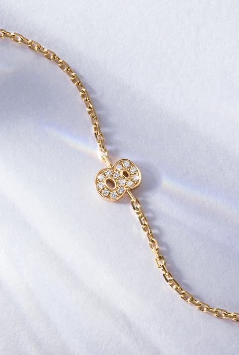 My Number pavé diamonds Chain Bracelet Yellow Gold - Redline - 0++