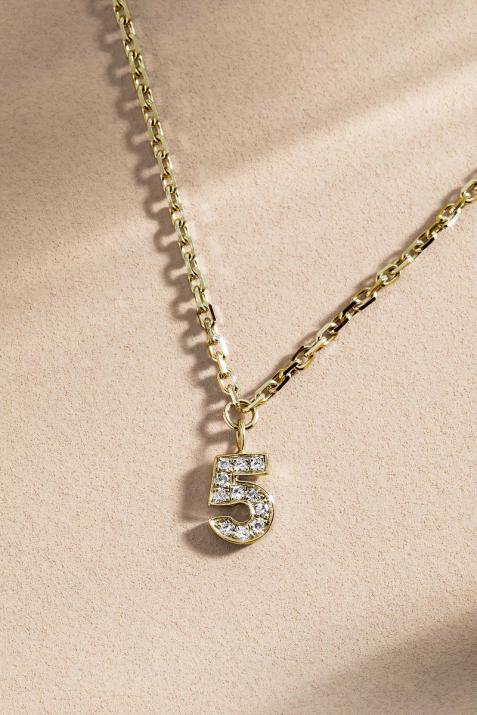My Number pavé diamonds Chain Necklace Yellow Gold - Redline - 0++