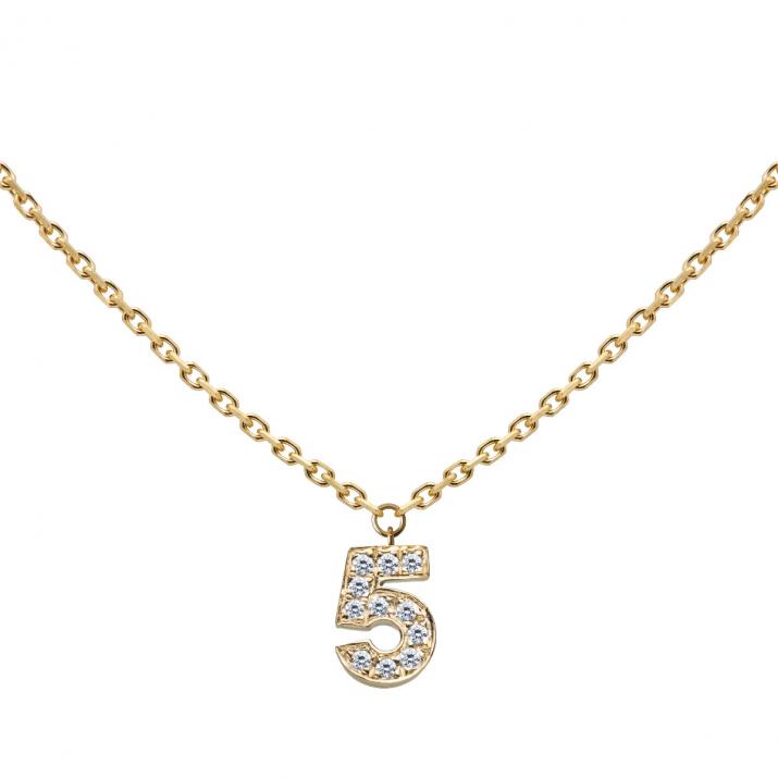 My Number pavé diamonds Chain Necklace Yellow Gold - Redline - 0++