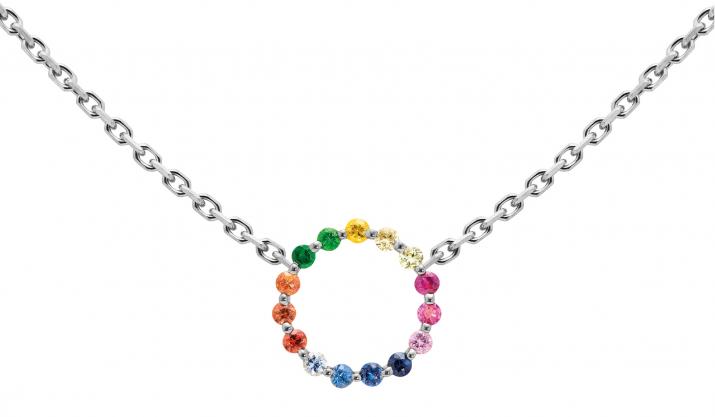 Aurelange Rainbow Sapphires Chain Necklace White Gold - Redline - 0++