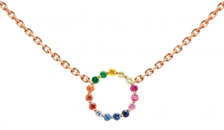 Aurelange Rainbow Sapphires Necklace Pink Gold - Redline - 0++