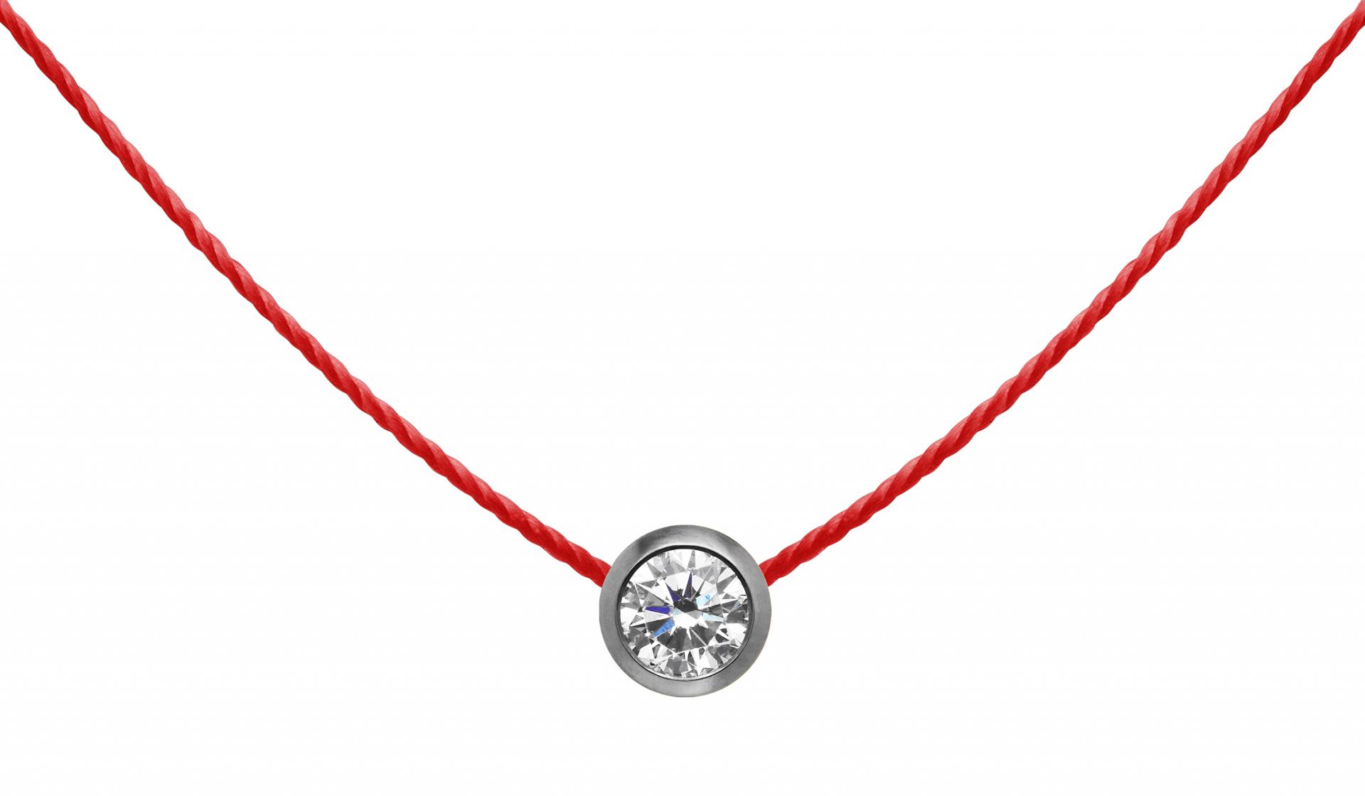 Redline Jewerly Pure String Necklace For Women with 0.10ct Round Diamond in Black Gold Bezel Setting Redline