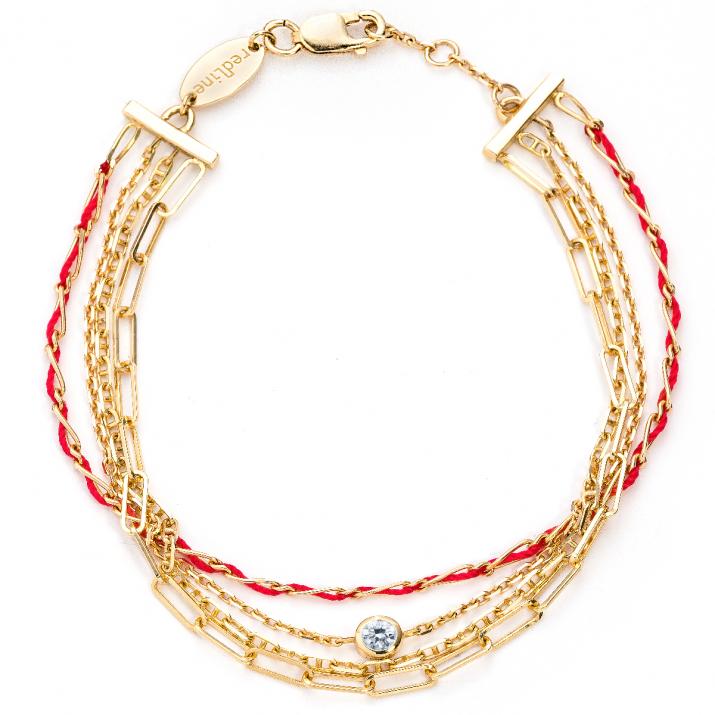 Generous Chain and Thread Bracelet Yellow Gold - Redline