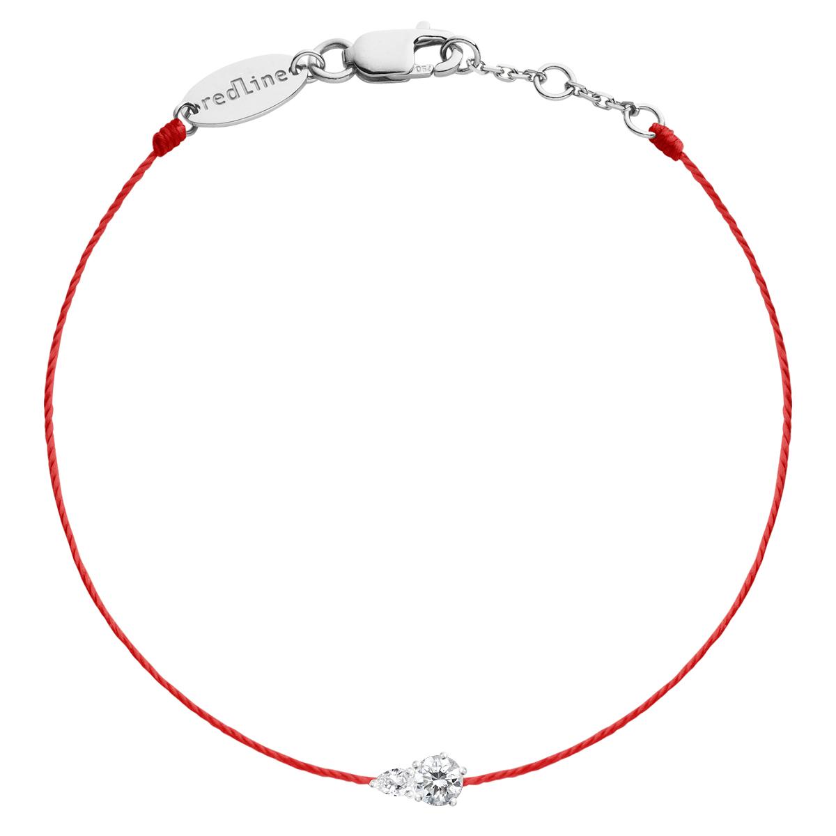 Redline bracelet in white gold with two united diamonds on red