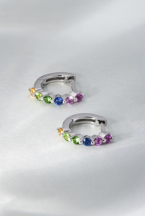 Si Joli Mini Creole Aurelange Rainbow Earring White Gold - Redline - 0++