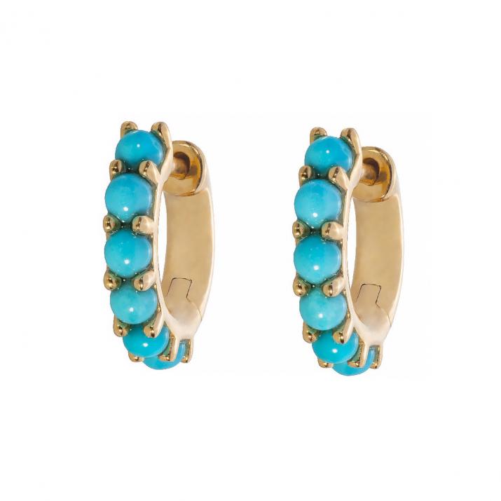 Si Joli Mini Creole Turquoise Earring Yellow Gold - Redline - 0++