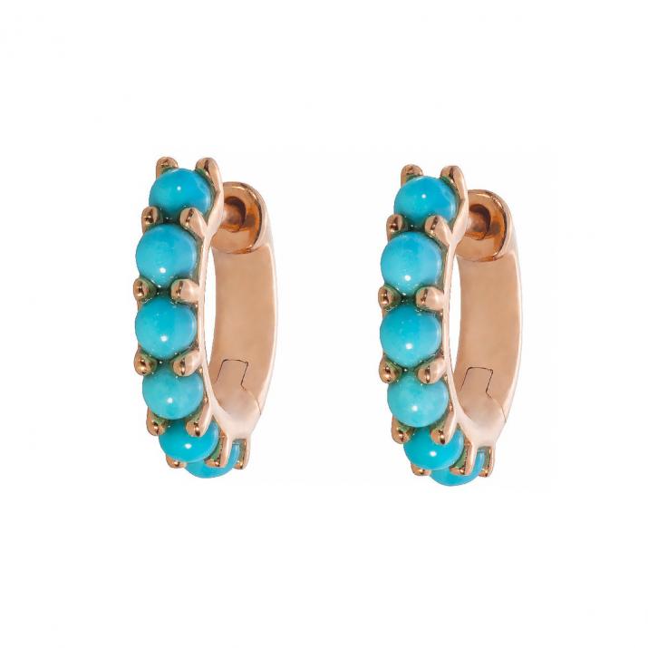 Si Joli Mini Creole Turquoise Earring Rose Gold - Redline - 0++