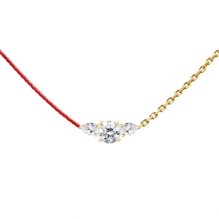 So Abby Half-thread Half-chain Necklace Yellow Gold - Redline