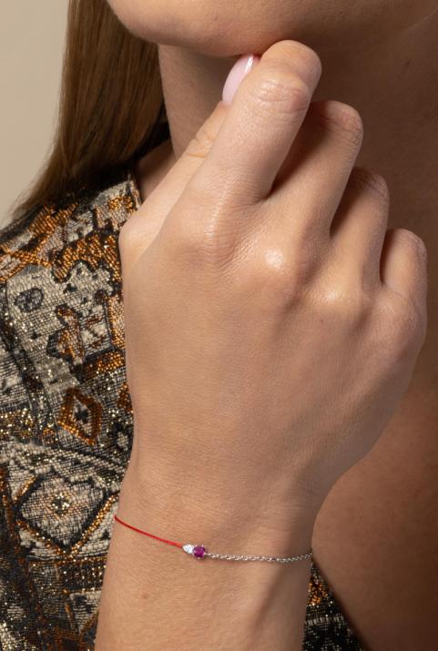 Abby Rubis Half-thread Half-chain Bracelet White Gold - Redline - 0++