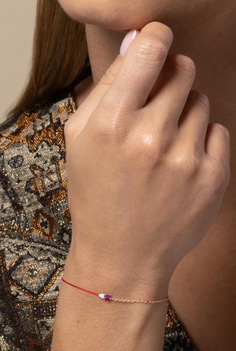 Abby Rubis Half-thread Half-chain Bracelet Rose Gold - Redline - 0++