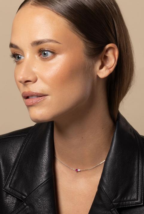 Abby Rubis Chain Necklace White Gold - Redline - 0++