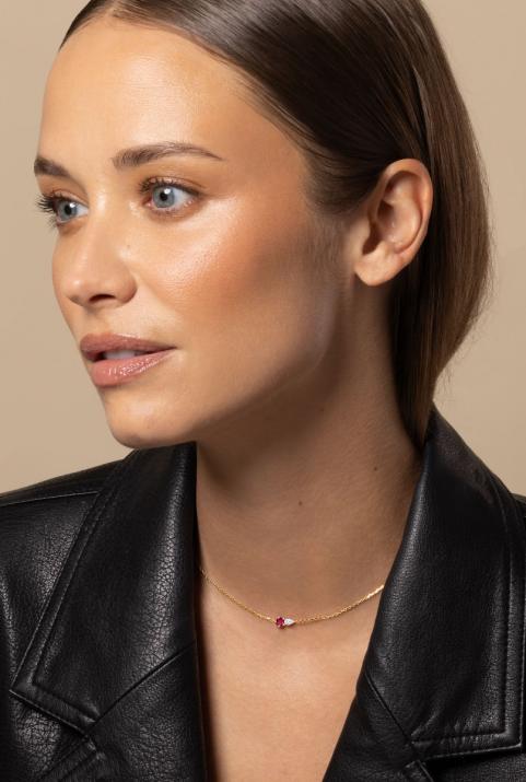 Abby Rubis Chain Necklace Yellow Gold - Redline - 0++