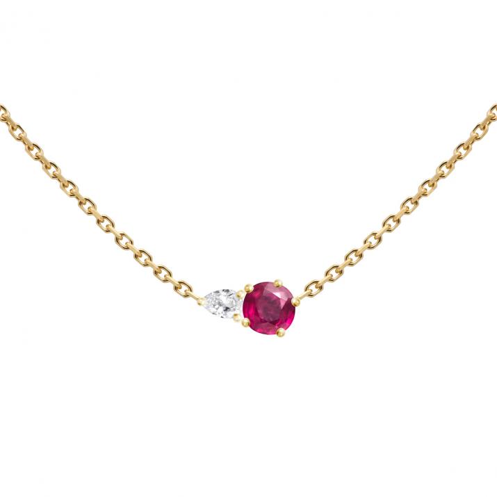 Abby Rubis Chain Necklace Yellow Gold - Redline