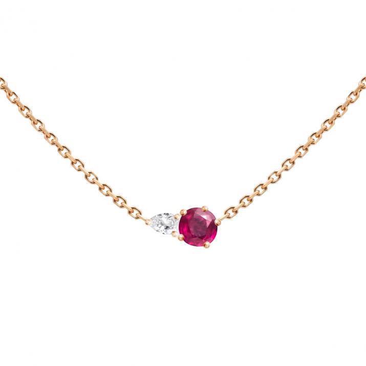 Abby Rubis Chain Necklace Rose Gold - Redline