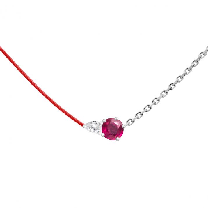 Abby Rubis Half-thread Half-chain Necklace White Gold - Redline