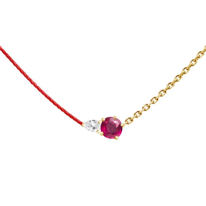 Abby Rubis Half-thread Half-chain Necklace Yellow Gold - Redline