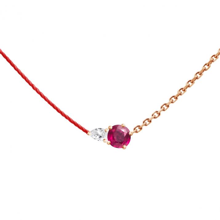 Abby Rubis Half-thread Half-chain Necklace Rose Gold - Redline