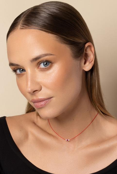 So Abby Rubis Thread Necklace Rose Gold - Redline - 0++