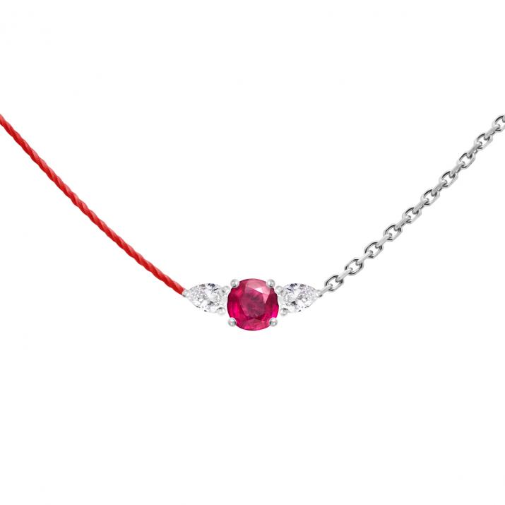 So Abby Rubis Half-thread Half-chain Necklace White Gold - Redline