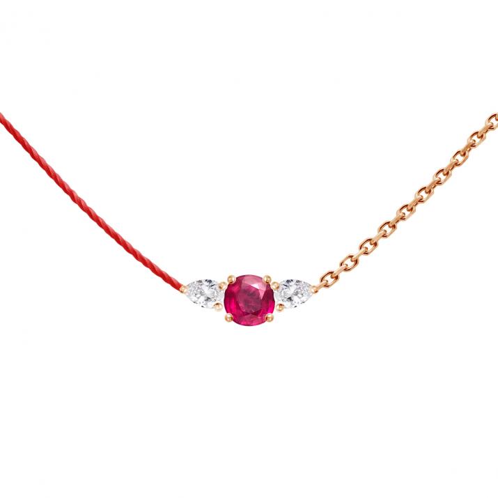 So Abby Rubis Half-thread Half-chain Necklace Rose Gold - Redline