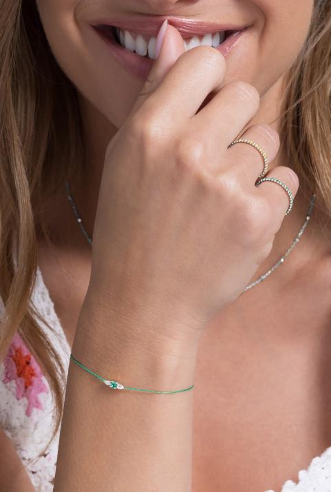 Abby émeraude Bracelet Thread White Gold - Redline - 0++