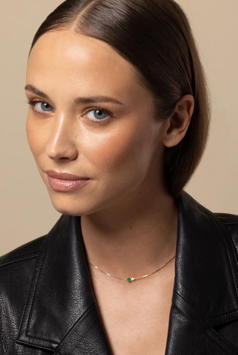 Abby Emeraude Chain Necklace Rose Gold - Redline - 0++