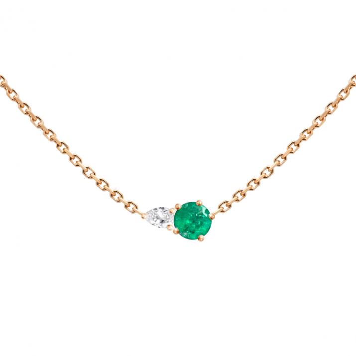 Abby Emeraude Chain Necklace Rose Gold - Redline