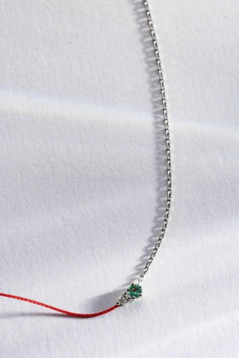 Abby Emeraude Half-thread Half-chain Necklace White Gold - Redline - 0++