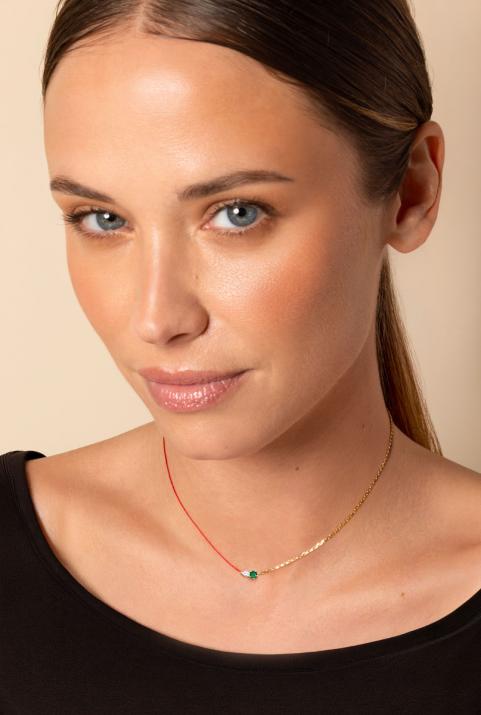 Abby Emeraude Half-thread Half-chain Necklace Yellow Gold - Redline - 0++