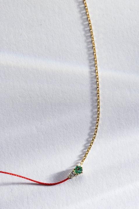 Abby Emeraude Half-thread Half-chain Necklace Yellow Gold - Redline - 0++