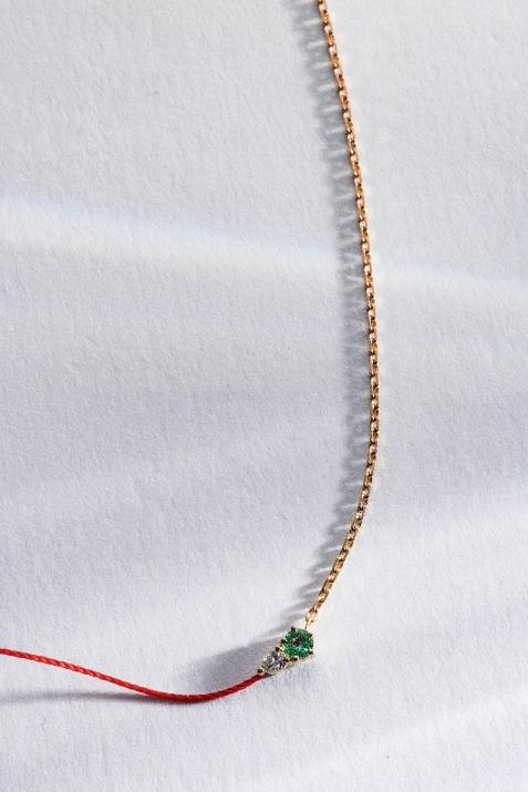 Abby Emeraude Half-thread Half-chain Necklace Rose Gold - Redline - 0++