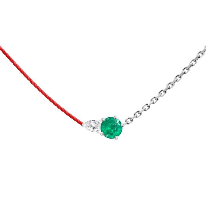 Abby Emeraude Half-thread Half-chain Necklace White Gold - Redline - 0++