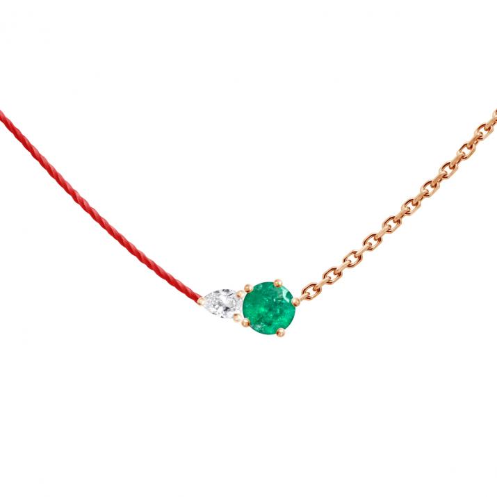 Abby Emeraude Half-thread Half-chain Necklace Rose Gold - Redline - 0++