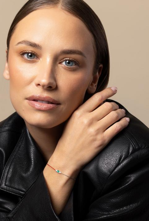 So Abby Emeraude Half-thread Half-chain Bracelet White Gold - Redline - 0++