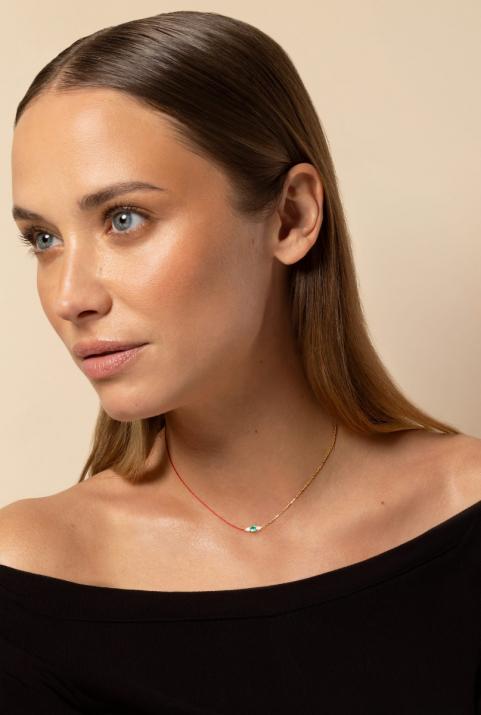 So Abby Emeraude  Half-thread Half-chain Necklace Yellow Gold - Redline - 0++