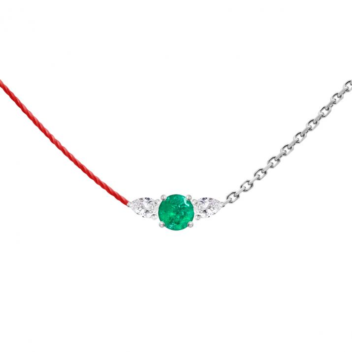 So Abby Emeraude  Half-thread Half-chain Necklace White Gold - Redline