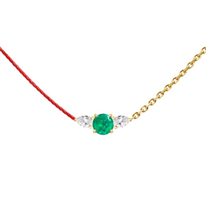 So Abby Emeraude  Half-thread Half-chain Necklace Yellow Gold - Redline