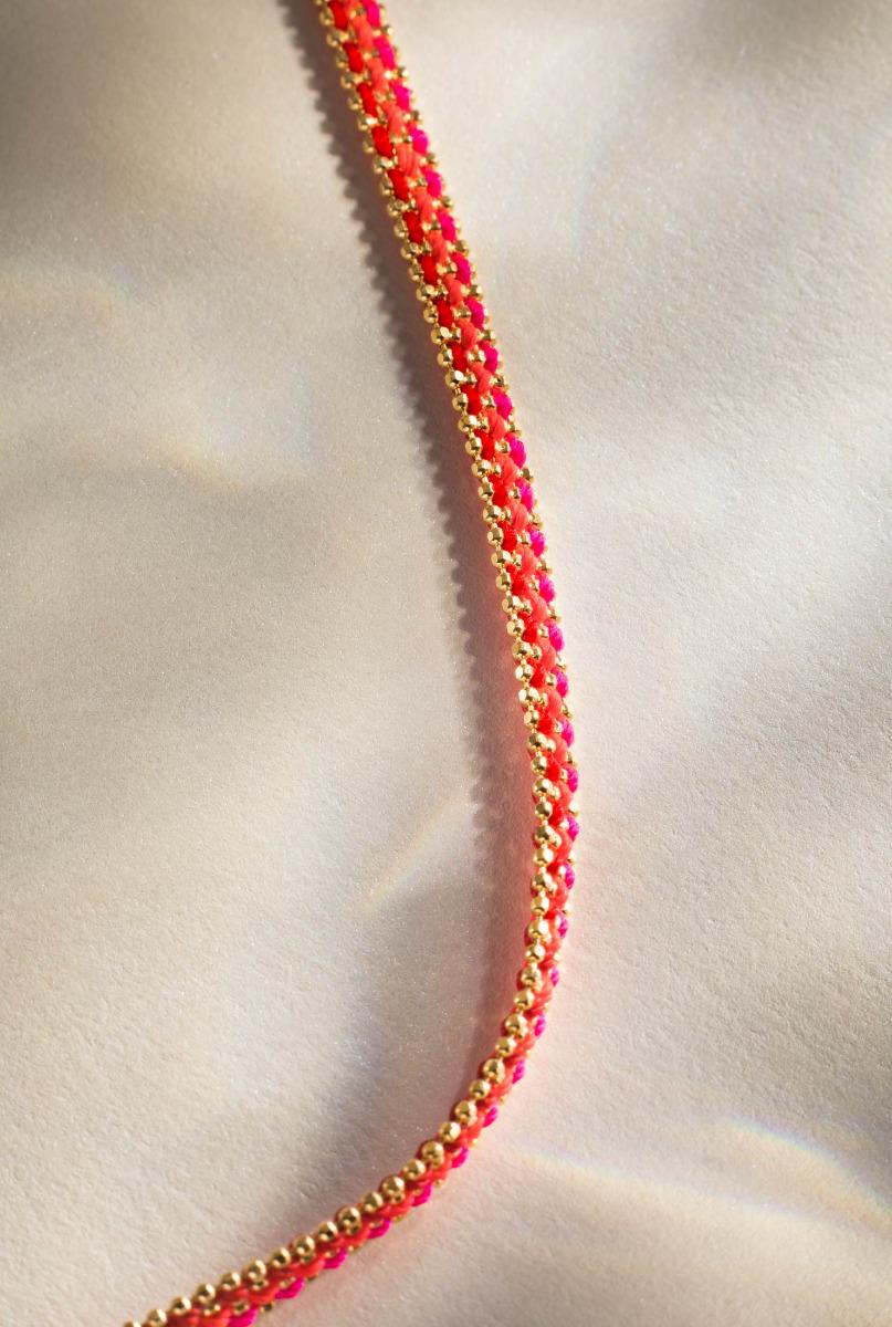 Woven colored thread bracelet: Aurore Australe in yellow gold