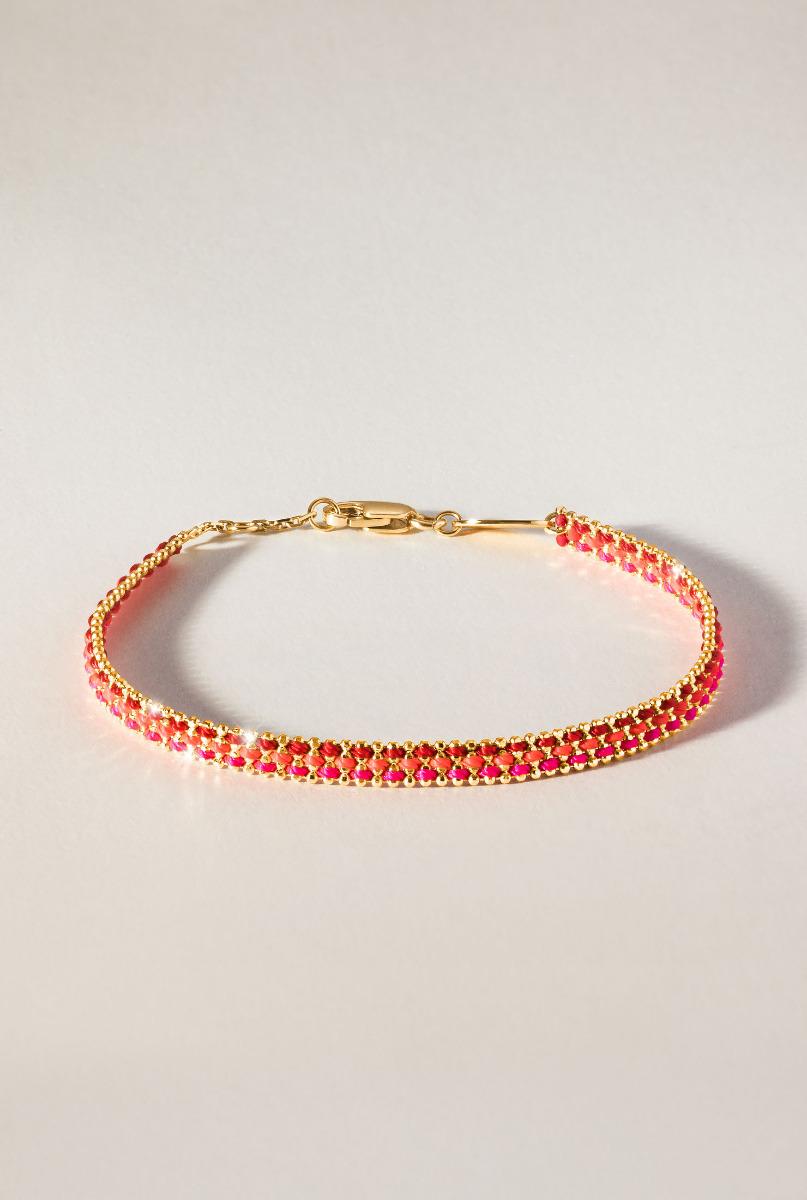 Woven colored thread bracelet: Aurore Australe in yellow gold