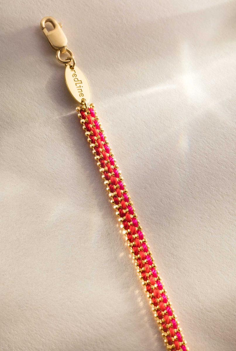 Woven colored thread bracelet: Aurore Australe in yellow gold