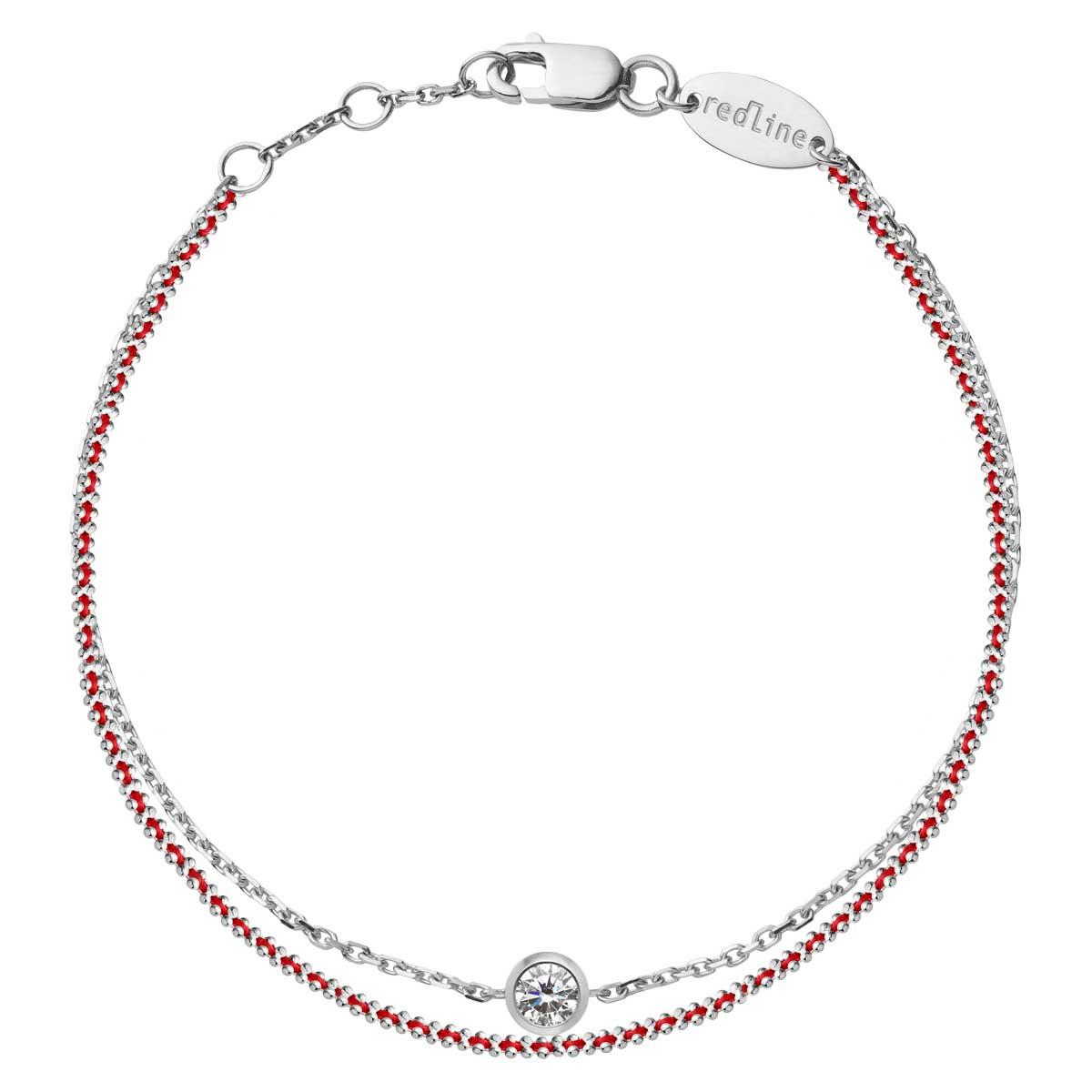 Double chain Aurore Céleste RedLine bracelet in white gold with